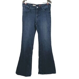 Pilcro Flare Jeans 31 Dark Wash Blue Boho Sustainable Recycled Cotton Denim